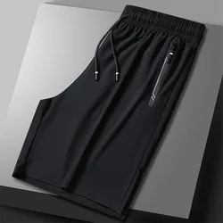 Pantalones cortos de seda fría para hombre, shorts rectos de 7 puntos, delgados, de secado rápido, deportivos, holgados, de 7 puntos, de verano