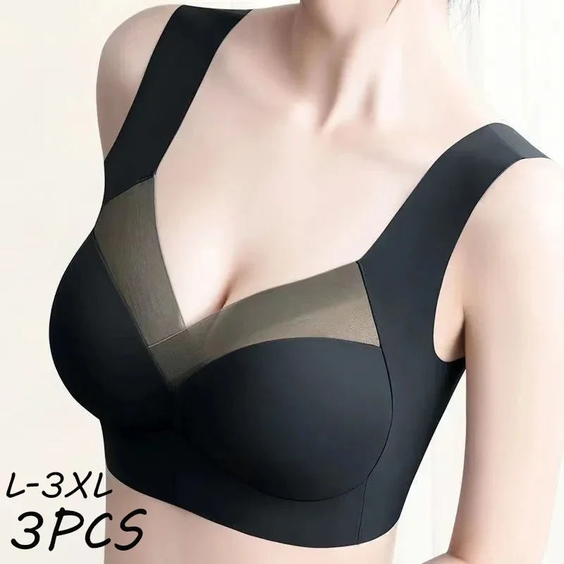 

3Pcs Sexy Seamless Bra Push Up Sports Brassiere Bh Woman Lace Bralette Wireless Bra Unwired Yoga Top Women's Bras Without Bones