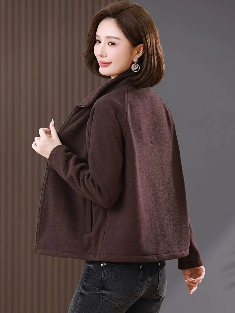 

plus Size Women's Open Cardigan Jaet Particle Fce Loose Casual Stand Collar Sweatirt Trendy Autumn Winter New Arrival
