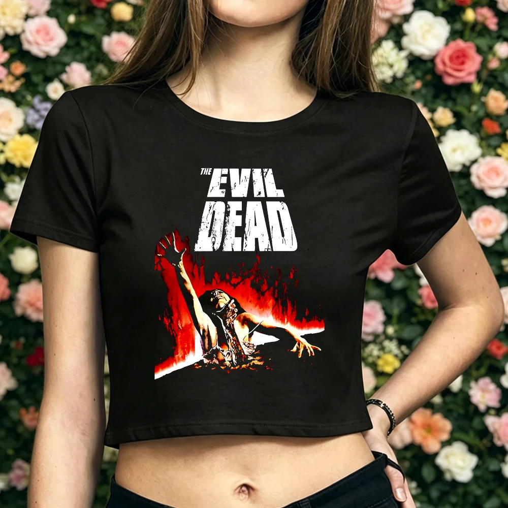 Evil Dead cropped top girl funny korean fashion gothic cute gyaru tshirt streetwear graphic summer