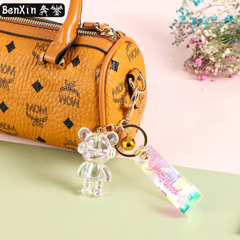 Брелок Minso Creative Crystal Violent Bear, акриловая прозрачная кукла, подвеска-брелок для ключей от машины, милый кулон-сумка