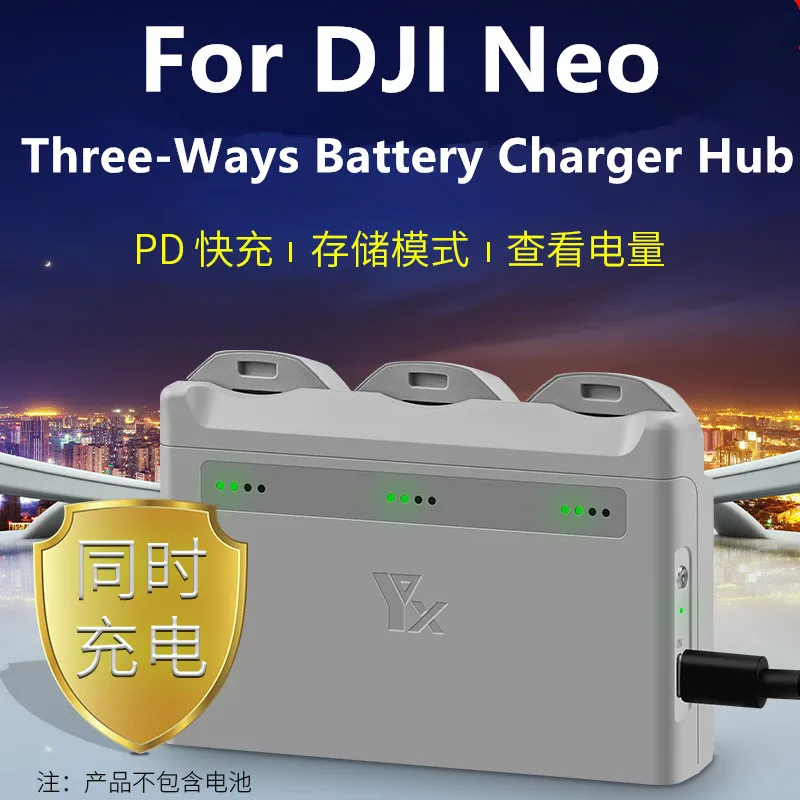 Hub caricabatteria a tre vie per custodia di ricarica rapida DJI Neo Stazione di archiviazione batteria portatile per accessori drone DJI Neo