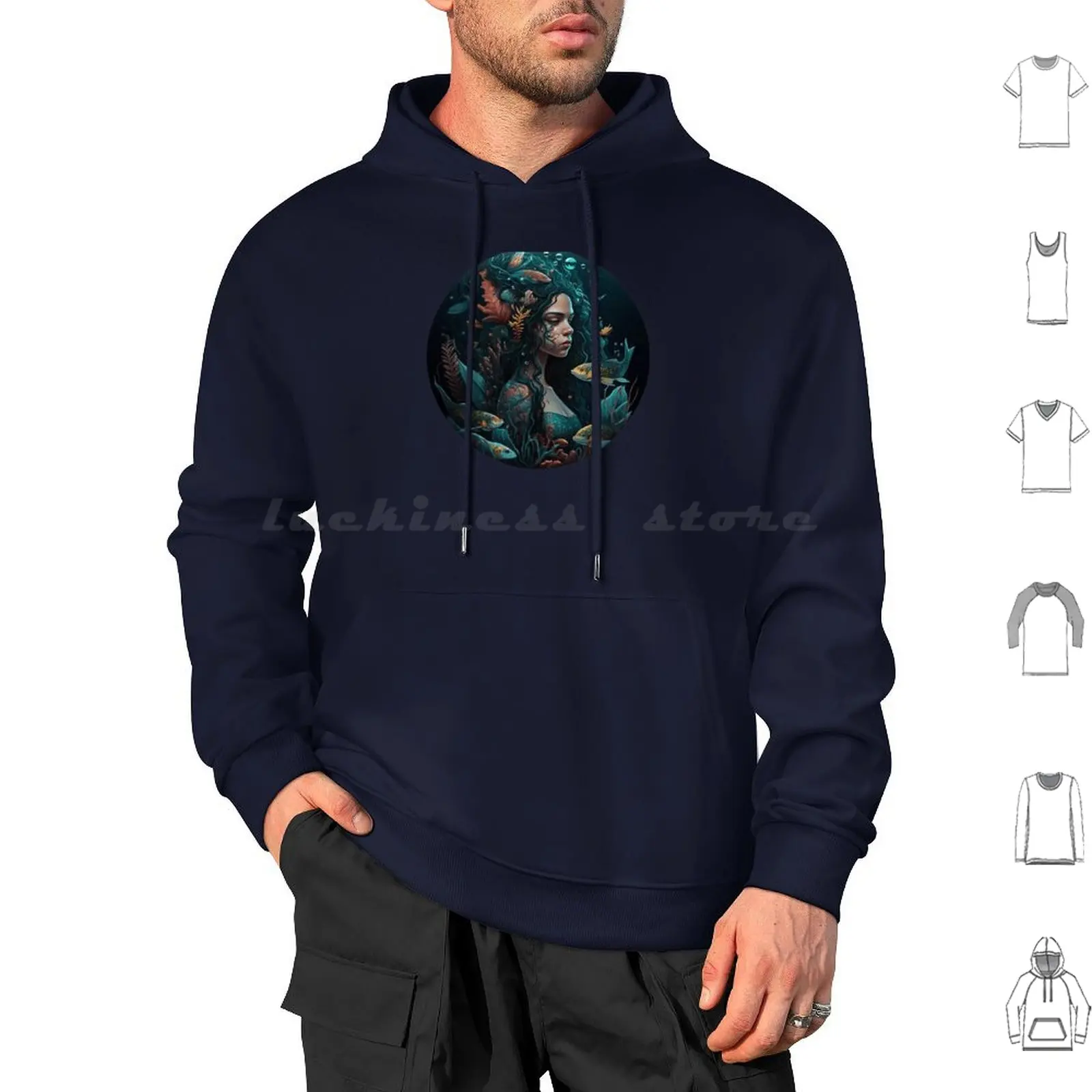 Mythical Sea Creatures Hoodie cotton Long Sleeve Legendary Beasts Mythical Monsters Fantasy Creatures Enchanted