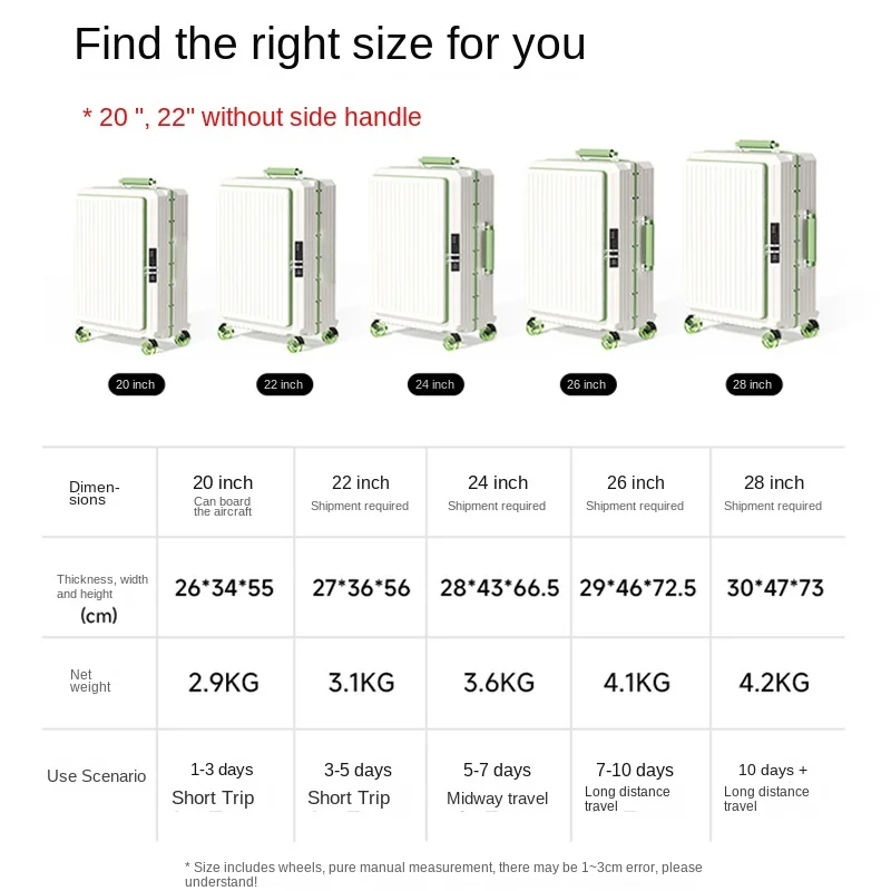 Чемодан с боковым открытием, новый дорожный чемодан большой вместимости, гладкие колеса, унисекс, 20-28 дюймов, чемодан на колесиках с алюминиевой рамой