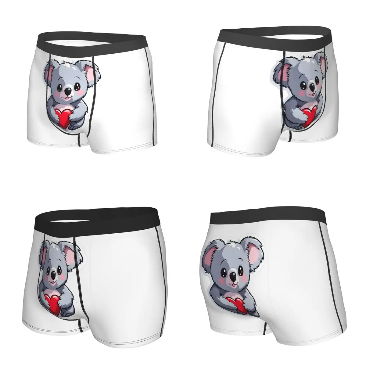 Boxer Underpants Shorts Valentine Koala I Panties Men Comfortable Underwear for Homme Man Boyfriend Gifts