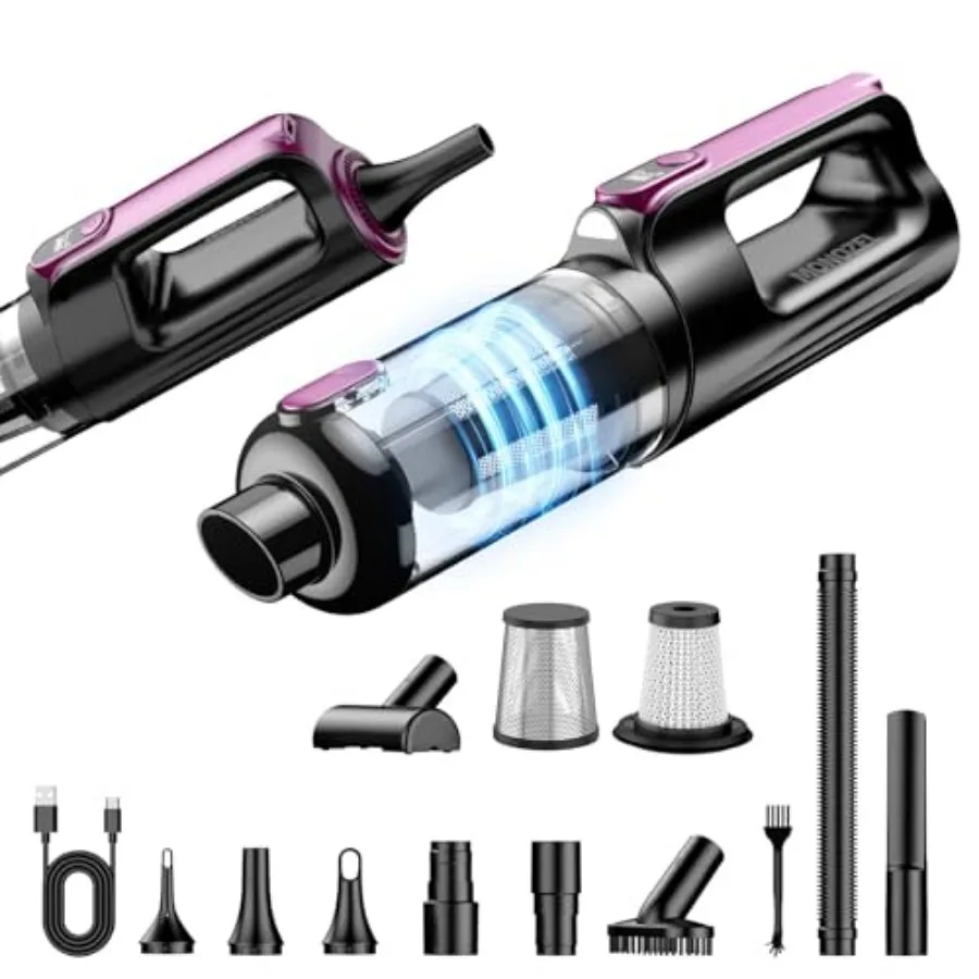 

Cordless Handheld Vacuum Cleaner, 18000Pa 2 in 1 Car Vacuum CleanerandAir Duster, 130W Brushless Motor with 7800mAh Battery, LE