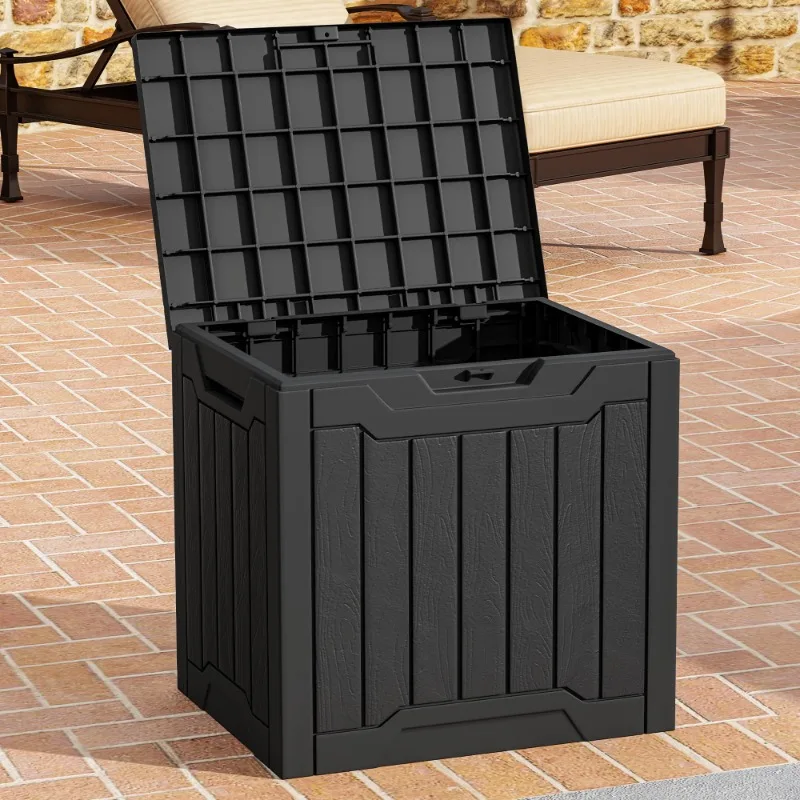 

31 Gallon Outdoor Deck Box, Weatherproof Resin, Lockable, Patio & Garden Storage, Black