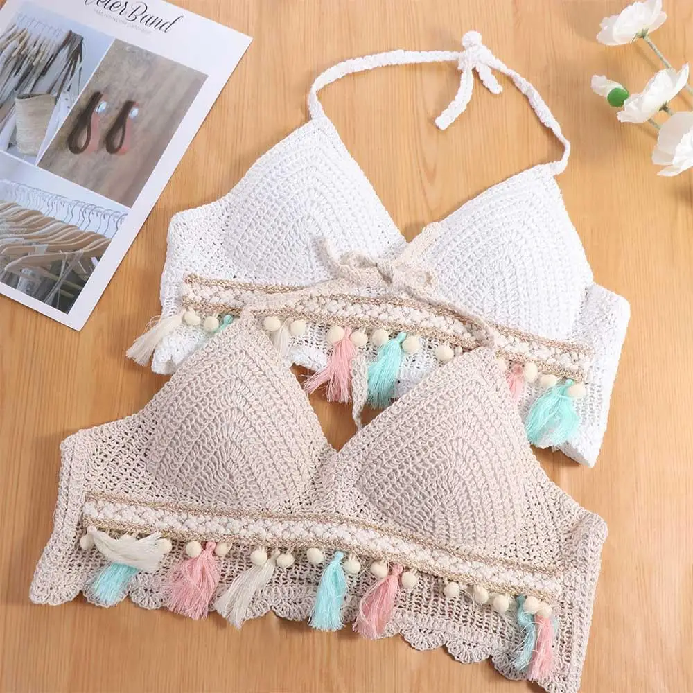 

Fashion Sleeveless Female Crochet Camisole V Neck Short Bohemian Style Vest Hot Tops Slim Knitting Crop Tops Women