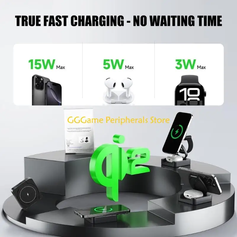 

U55B Efficient 15W Qi2 Wireless Charging Station Support 3 In 1 Foldable For Smartphones Smartwatches And Earphones