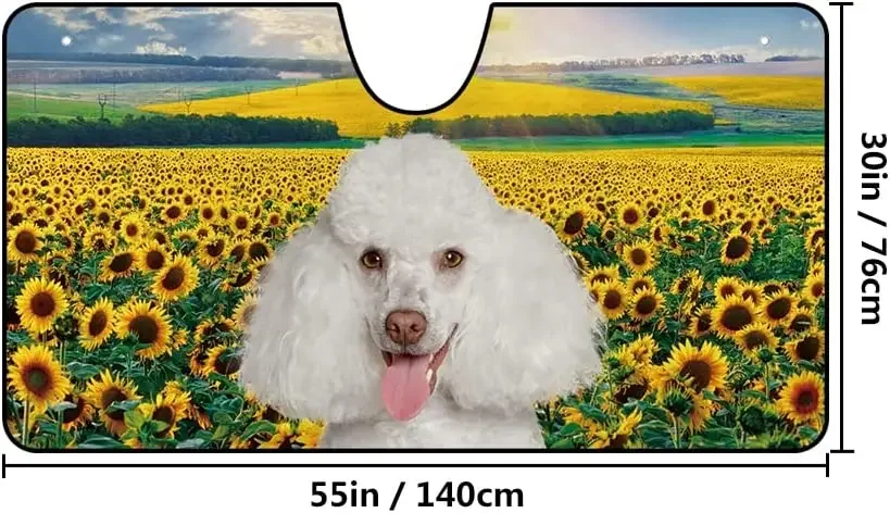 CafeTime Dog Car Front Windshield Sunshade American Bulldog Couple Decor Vehicle Sun Shade Visor UV Ray Reflector Sun Protector,