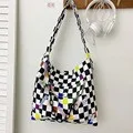 Plaid New Literary Girl Crossbody Bag Student Large Capacity Tote Bag 2024 Student Fashion Casual Shoulder Bag