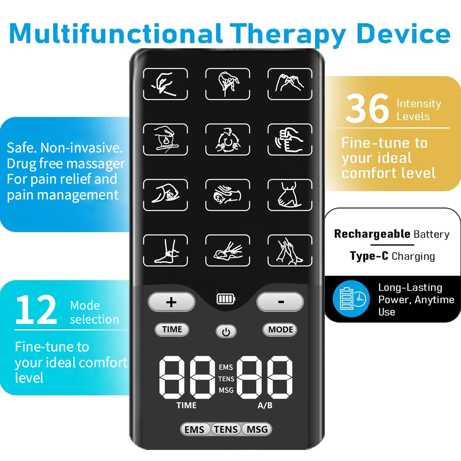 tens-emsユニット筋肉刺激装置-痛み緩和マッサージ器-家庭やサロンでの使用に適したポータブル充電式デバイス-筋肉弛緩