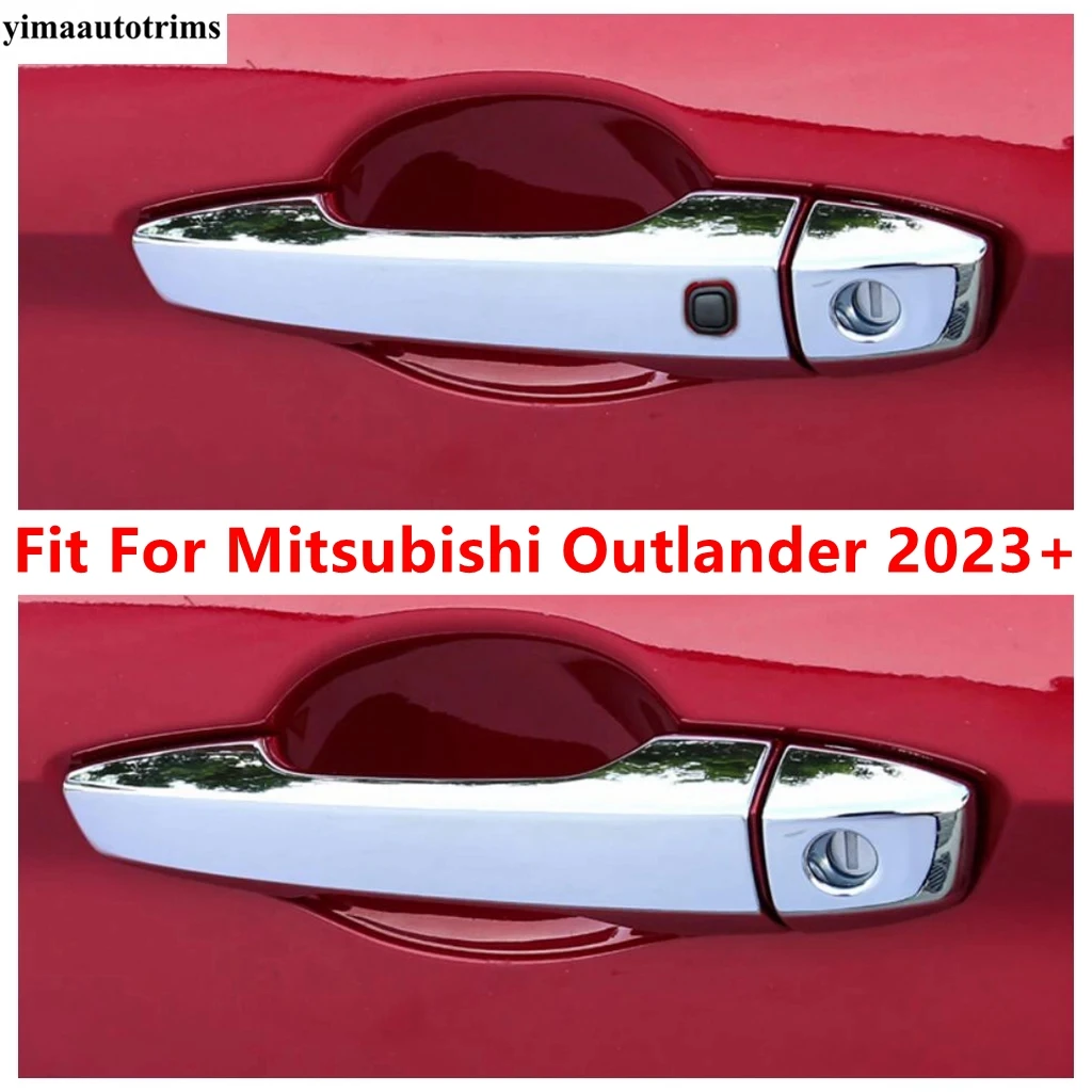 

Car Side Door Handle Decoration Protection Cover Trim For Mitsubishi Outlander 2023 ABS Chrome / Carbon Fiber Style Accessories