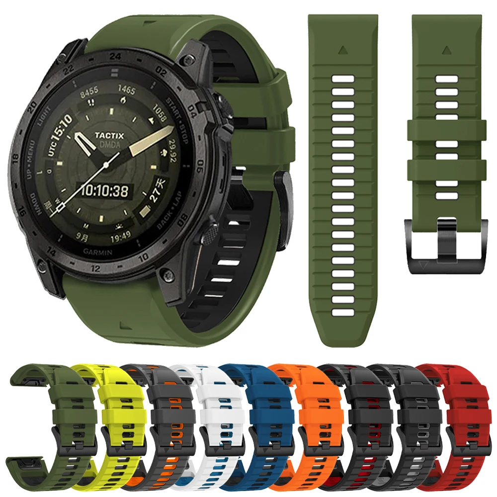 Quickfit Watch 22mm 26mm Strap For Garmin Tactix 7 AMOLED Delta Bravo Band For Garmin Fenix 7X 6 PRO 5 3 Outdoor Sports Silicone