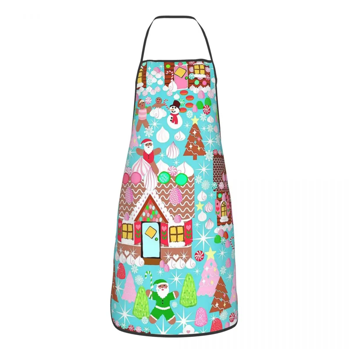 Christmas Gingerbread House, Holiday Village Apron Chef Cooking Baking Tablier Waterproof Bib Kitchen Cleaning Pinafore Women