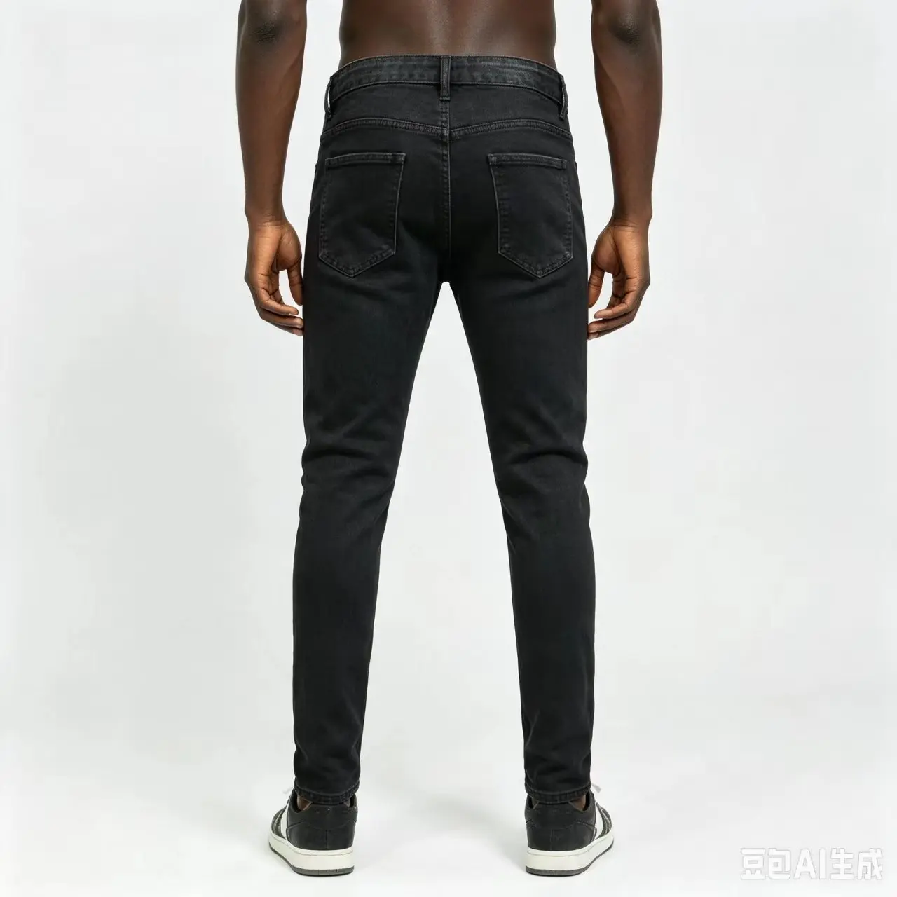 Men's Y2K Slim Fit Black Jeans with White Patches Nostalgic Stretch High Street Hip-Hop Style Washed with Water New