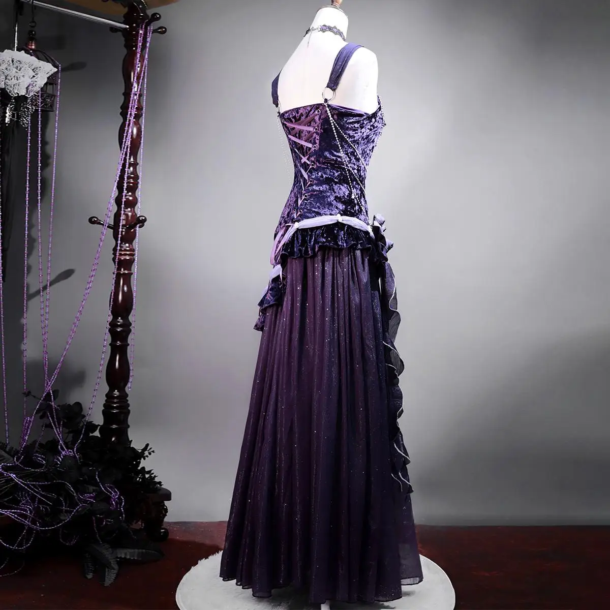 Original Elegant Lo Purple Fishtail Dress Summer Woman Sweet Slim-Fit Embroidery Birthday Dress Jsk Halloween Cos Long Dresses - Image 4