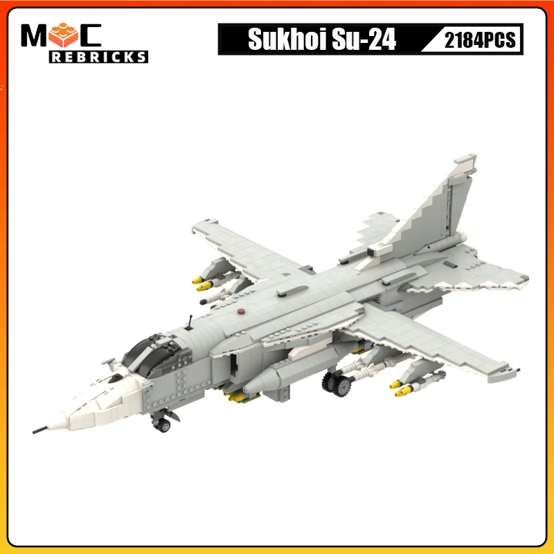 Military Weapons Air Force Sukhoi SU-24 Supersonic Fighter MOC Building Block WW2 Aircraft Model Bricks Toys Children\'s Gift