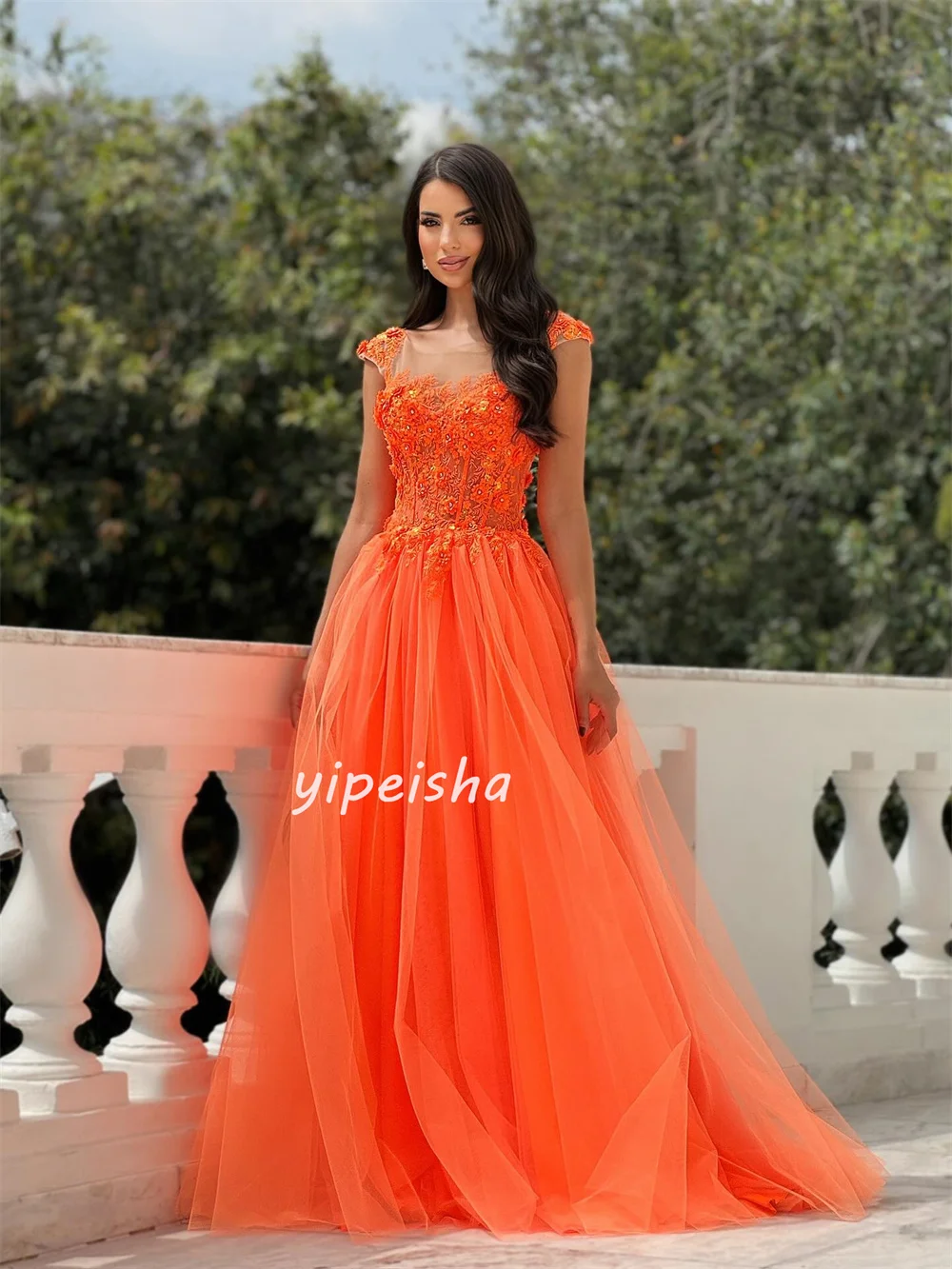 Personalizado de alta qualidade intrincado tule apliques ruched a linha fora do ombro vestidos longos sob medida vestidos de ocasião combinando