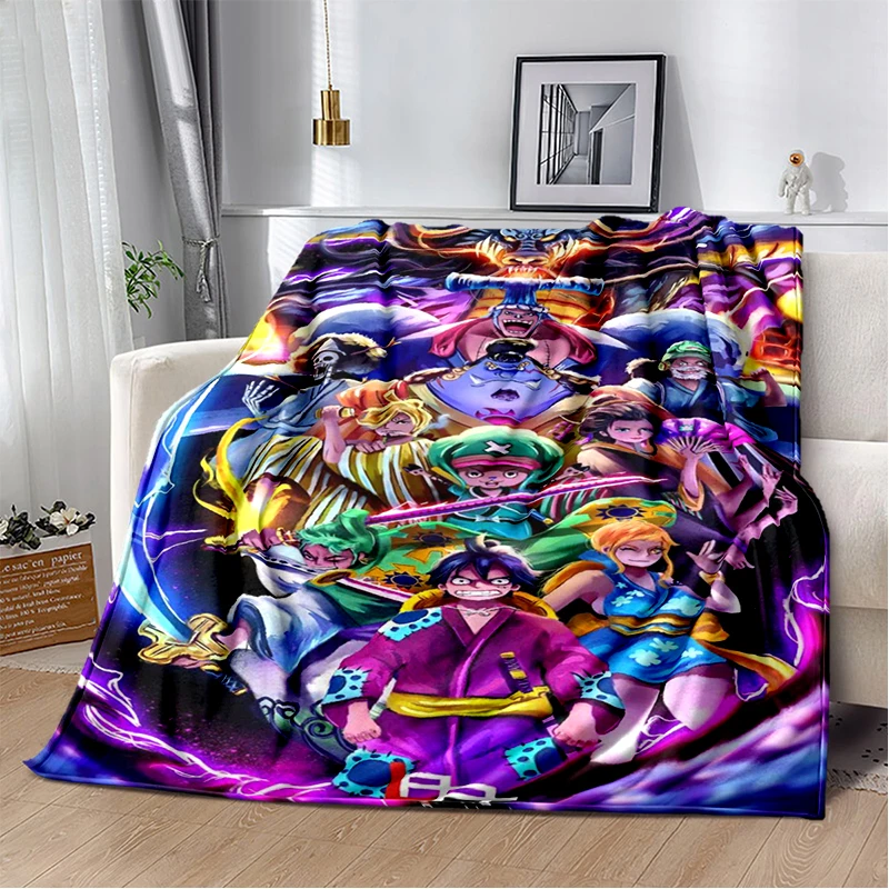 3D One Piece Cartoon Anime Flanell-Decke Weiche Warme Wurfdecke für Schlafzimmer Wohnzimmer Bett Camping Picknick Büro Kinder Geschenk