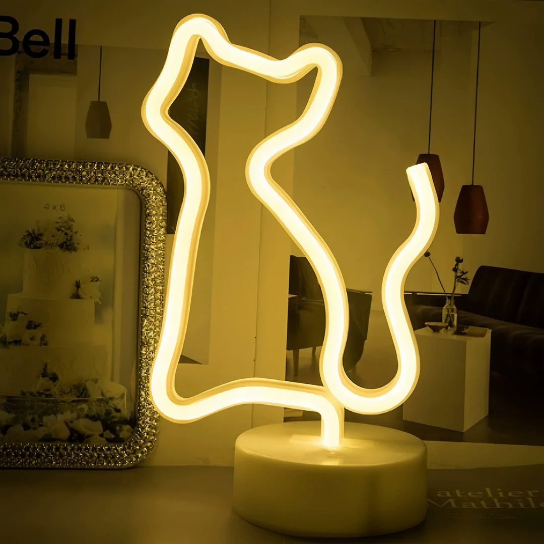 Cat Neon Light Sign LED Animal Design Figure Lights USB and Battery Powered Room Home Decor Table Night Lights - view 4
