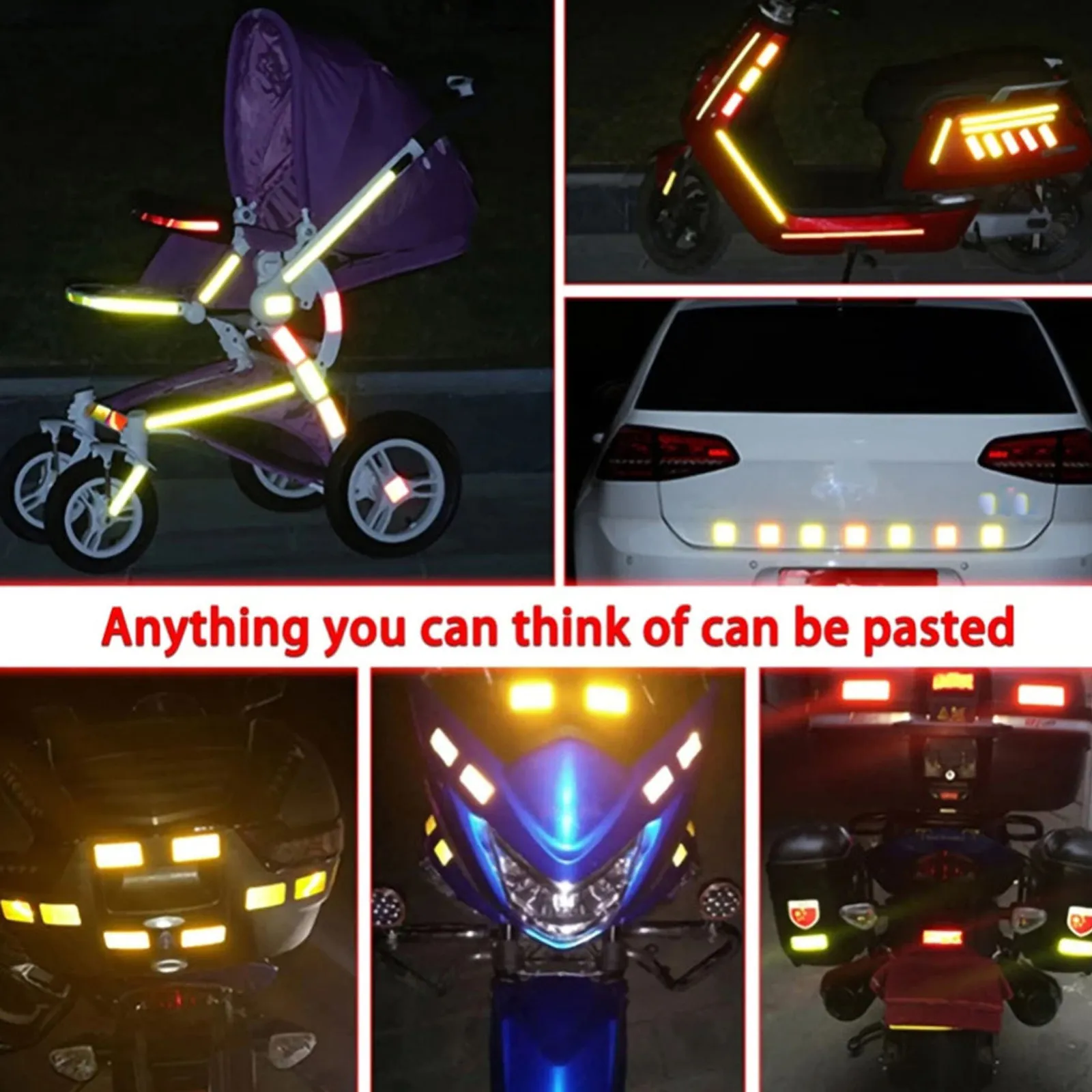 5 Rolls Adhesive Reflective Tape Crystal Color Lattice Design High Visibility Warning Strip for Car Bike Auto Safety Decorative