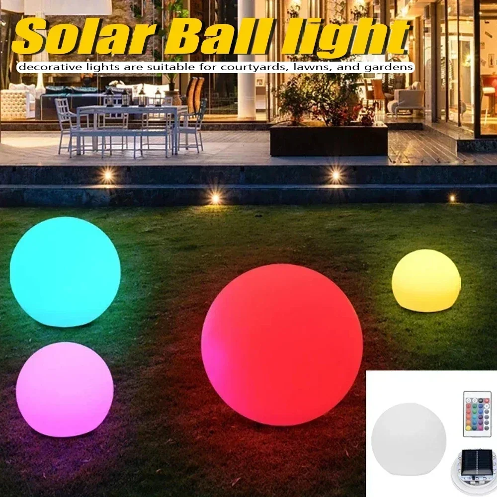 Remote Control Floor Street Lawn Lamps Outdoor Solar LED Garden Ball Lights Swimming Pool Wedding Party Holiday Home Decor Lamp