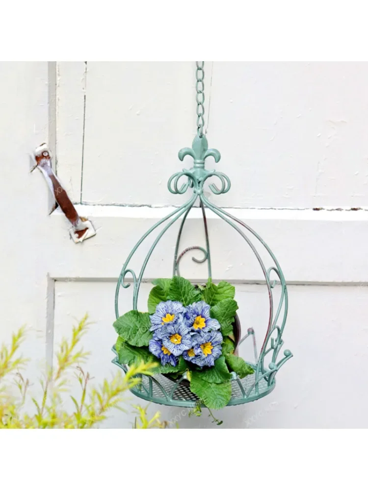 Hanging Basket Outdoor Courtyard Distressed Balcony Garden Flower Pot Hanging Flower Rack Wall Hanging Decoration