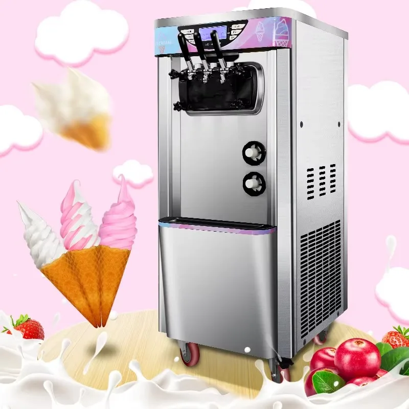 3 Flavor Commercial Frozen Soft Ice Cream Machine Yogurt Cones Making 220V Popular Ice Cream Machine