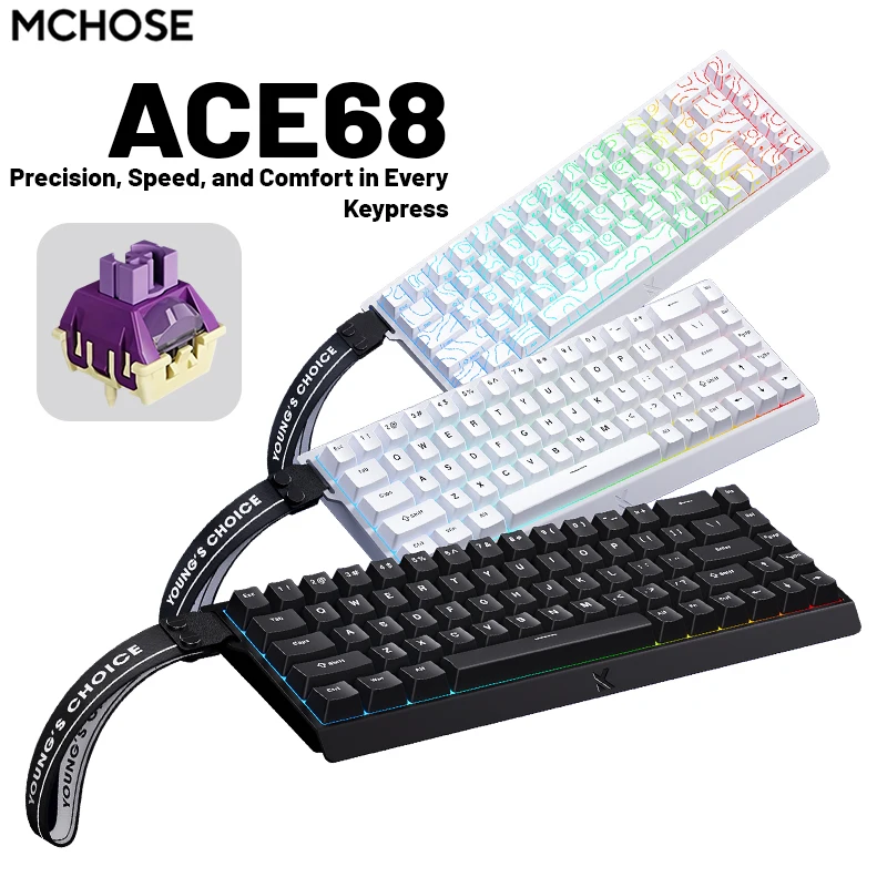 

MCHOSE ACE 68 Gaming Keyboard Hall Effect Magnetic Switch Keyboard 8K Hz DKS/MT/TGL/RS/SOCD Wired Low-Latency Mode