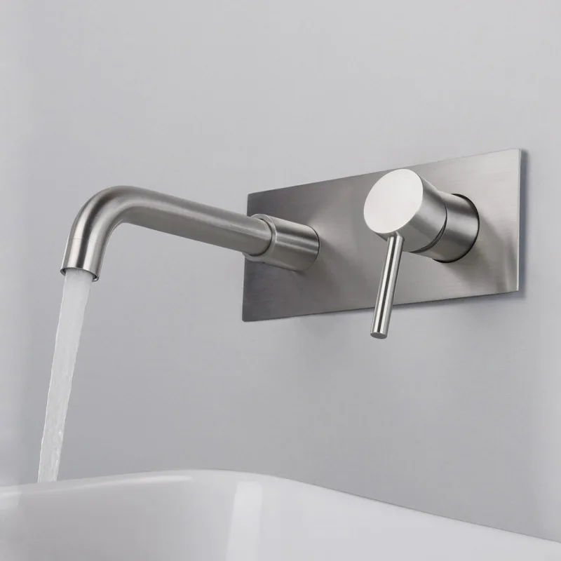 

Brushed Basin Faucet Concealed Wall Mounted For Bathroom Faucets Bath Basin Sink Tap Bathtub Hot And Cold Water Mixer 360° Spout