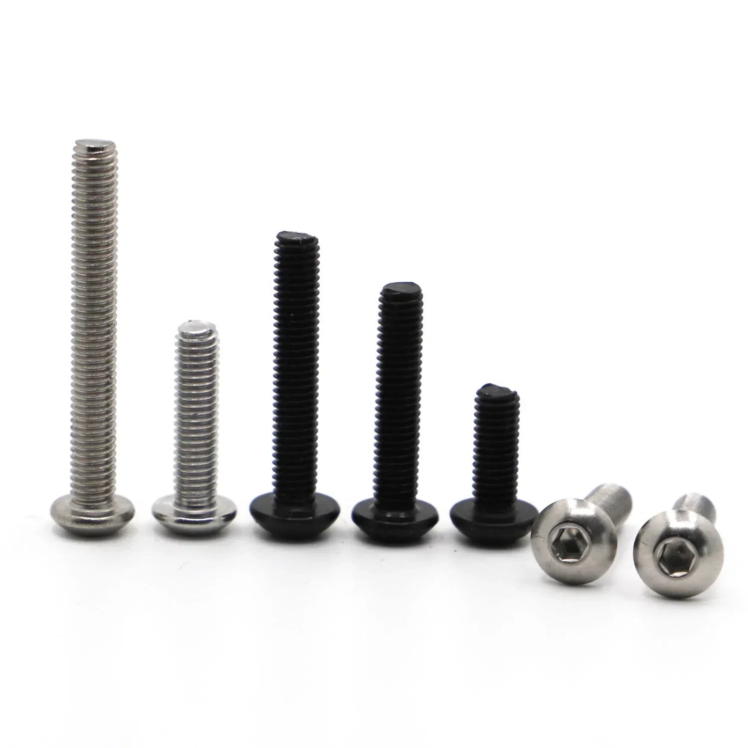 5-50PCS ISO7380 304 Stainless Steel M2 M2.5 M3 M4 M5 M6 M8 Black Grade 10.9 Steel Hex Socket Button Head Screws Allen Bolt Screw