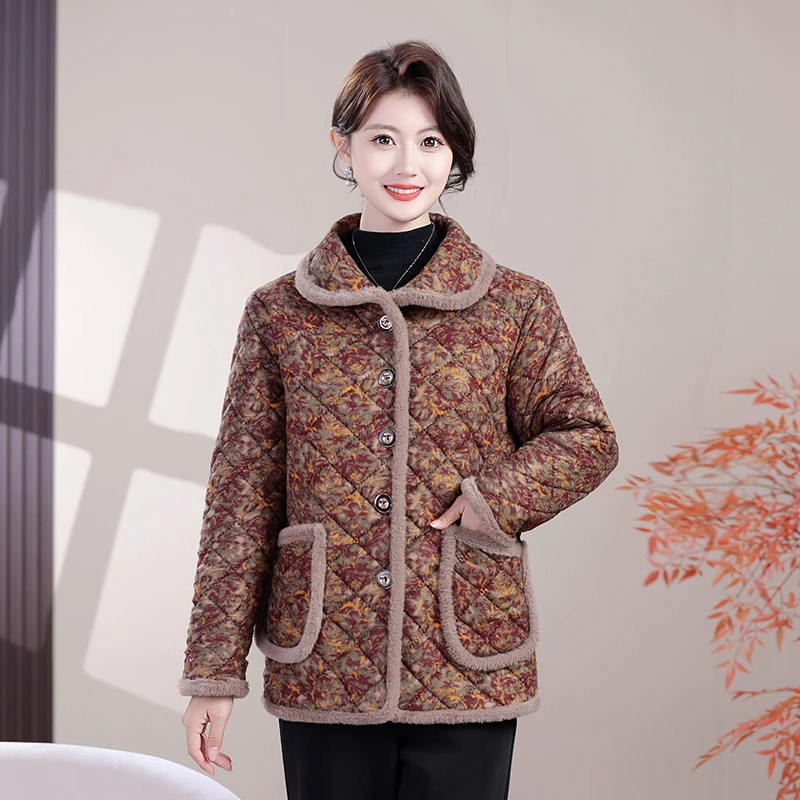 

Middle-aged Elderly Women's Clothing Winter Coat Cotton-Padded Female Warm Cotton Padded Jacket Fashion Overcoat