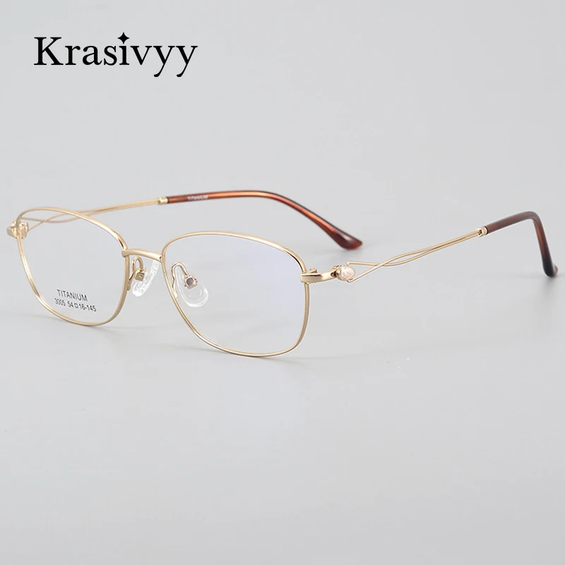 

Krasivyy Luxury Pure Titanium Glasses Frame Women Ultralight Oval Prescription Eyeglasses Lady Brand Full-rim Optical Eyewear