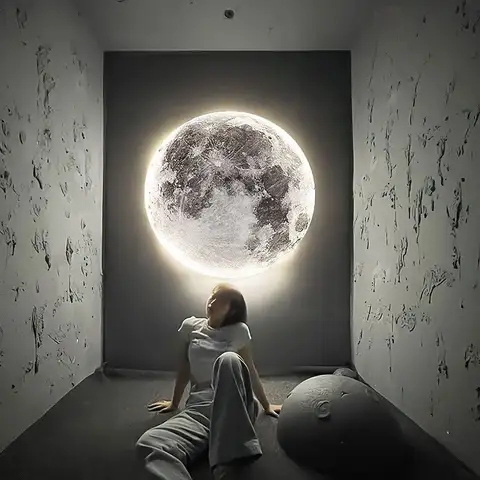 Glossy LED Moon Wall Lamp - For Bedroom Living Room Indoor Relaxing Home Decoration Lighting
