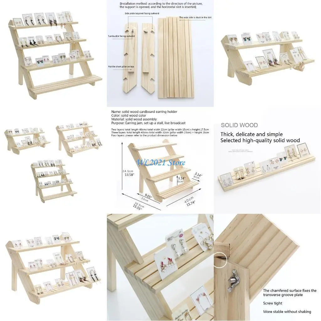 

G5GC Retail Display Riser Earring & Ring Holder Stand Unfinished Rustic Frame Display Cascading Merchandise