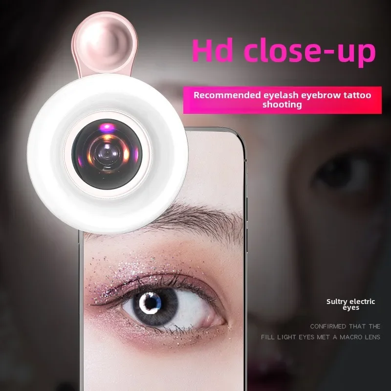 15x Phone Macro Lens Pro Lens Kit for IPhone and Android Macro Lens with LED Light Shooting Eyelash Manicure Contact Makeup