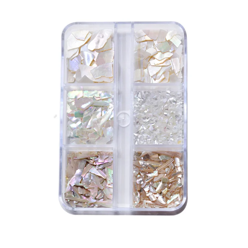 6 siatek z naturalnego biżuteria powlekana do zdobienia paznokci płatki cienkie iluzja Manicure amulety Abalone plastry kamienie na paznokcie cyrkonie — zdjęcie 2