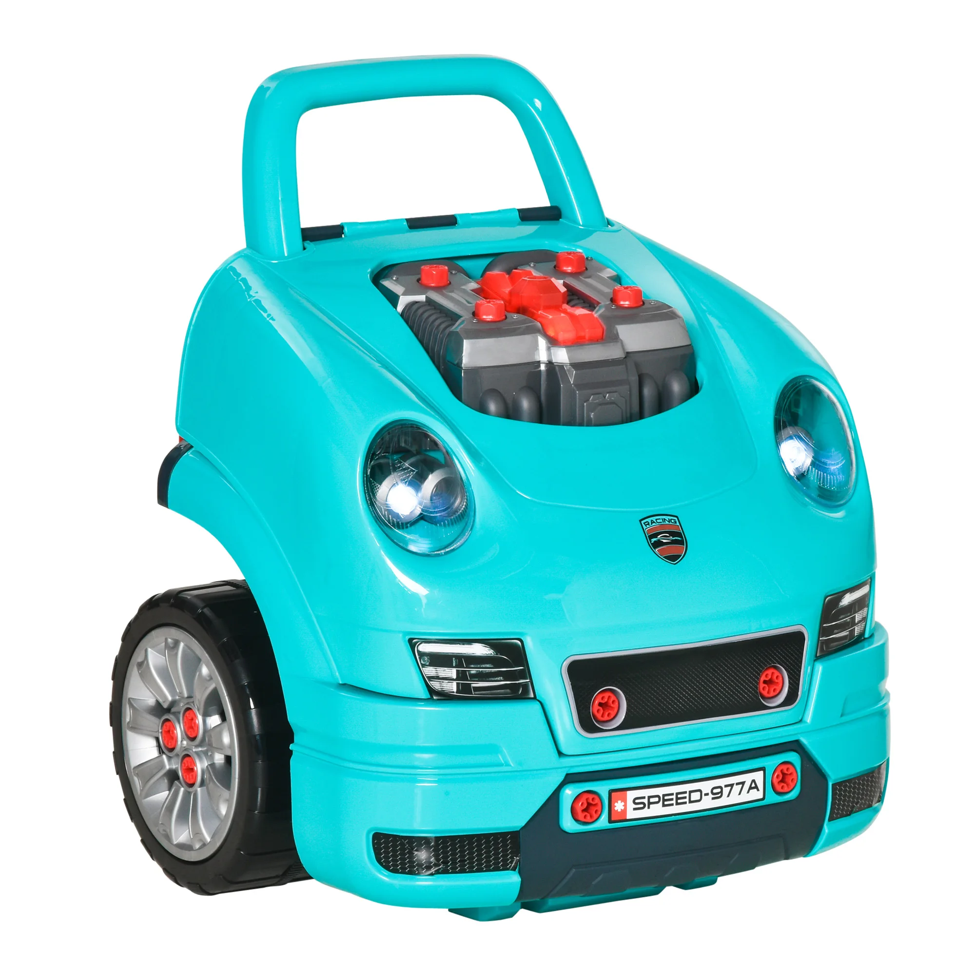 HOMCOM Juguete de Motor de Camión para +3 Años 61 Piezas 40x39x47cm Turquesa