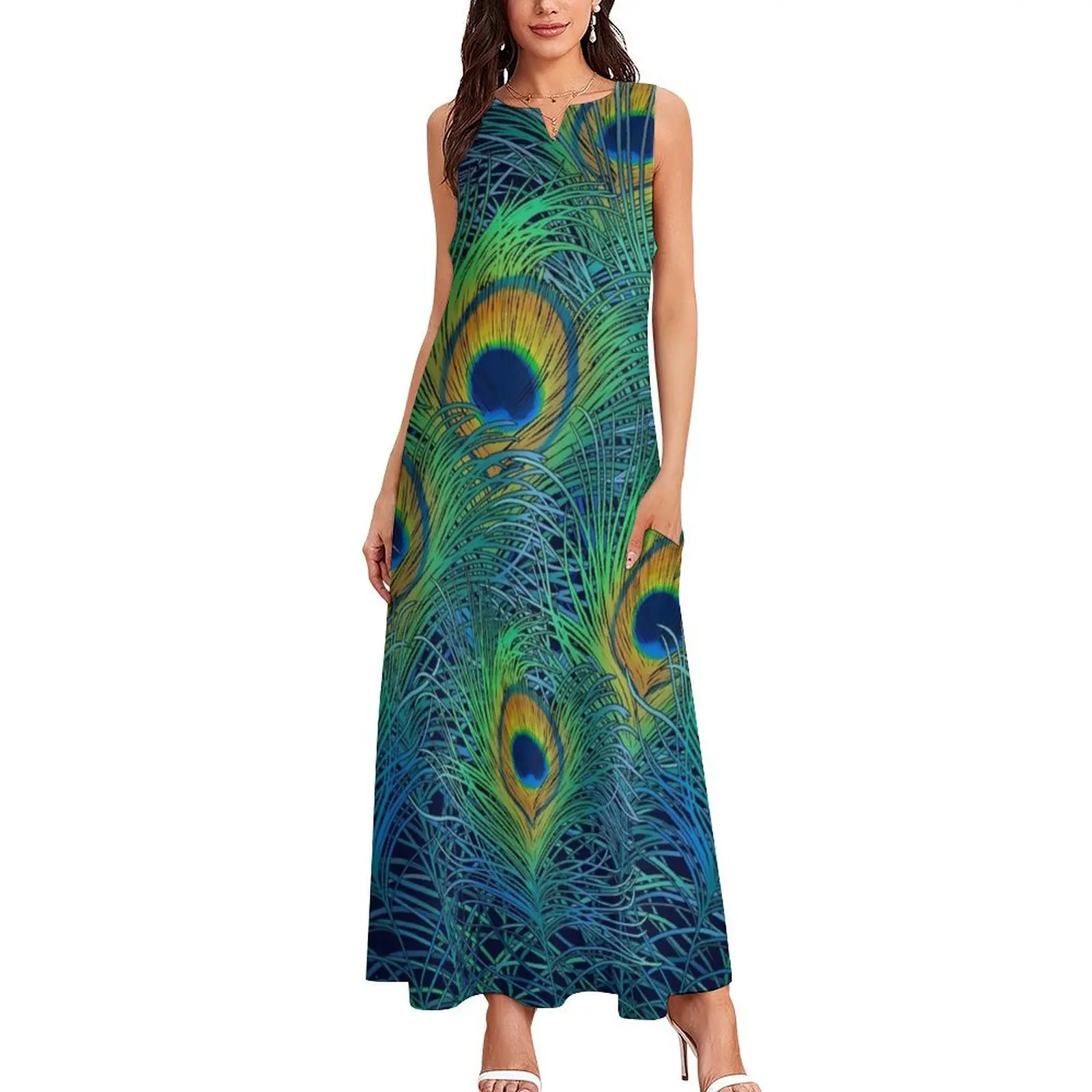 peacock pattern for women Long Dress prom dress loose women's dress clothes for women Women's summer skirt