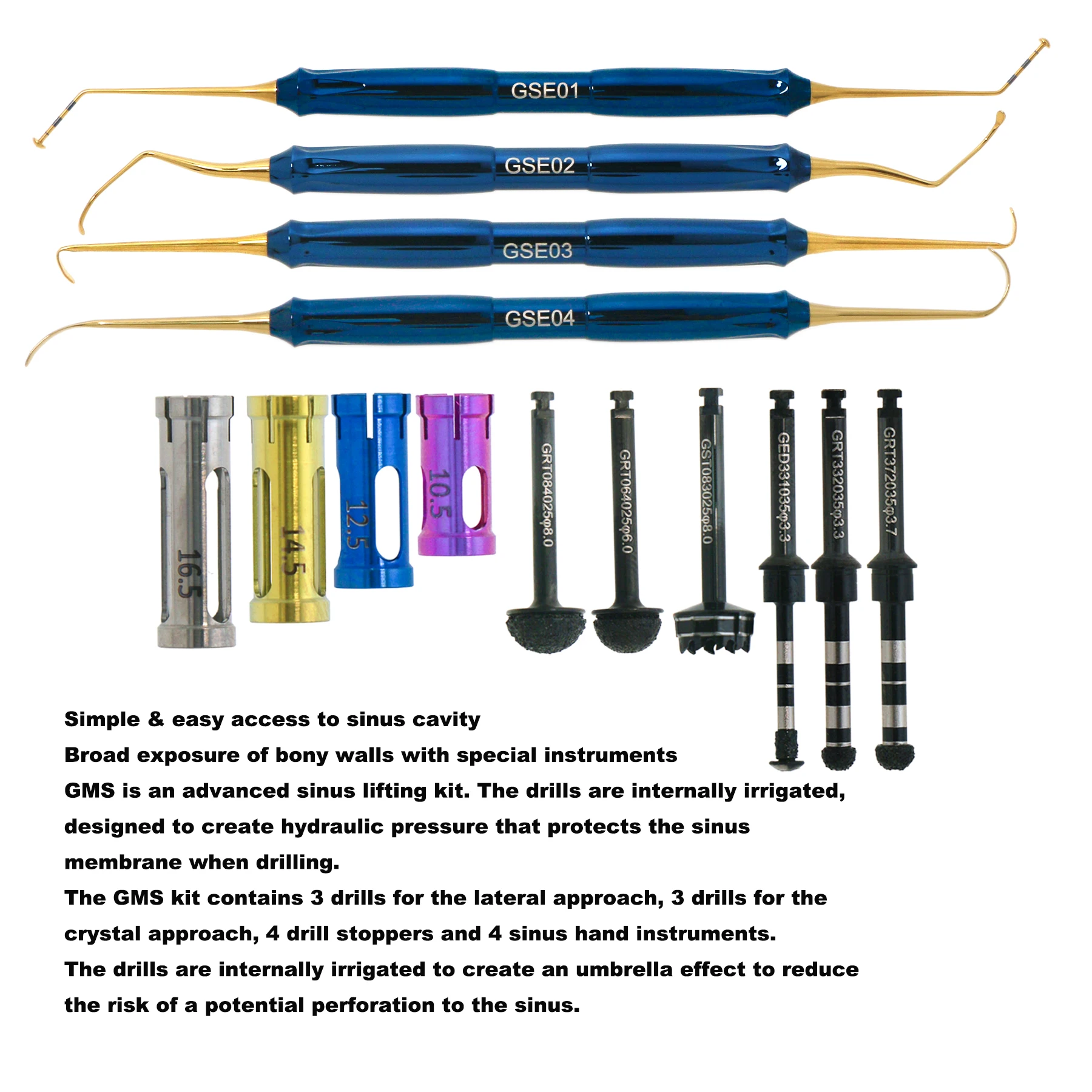 DASK Dental Sinus Lift Kit Implant Drill Sinus Elevation Hand Instrument Stopper