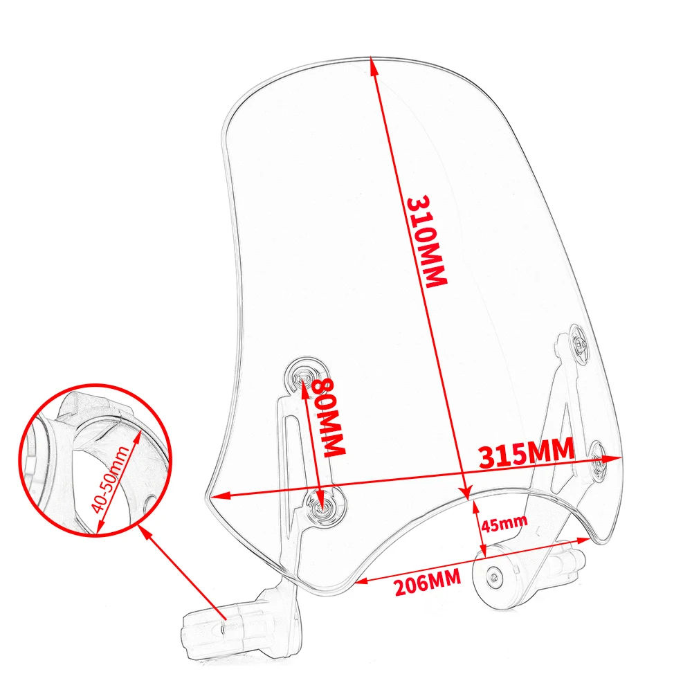Motorcycle Windshield Windscreen For Harley Davidson FXDF Fat Bob FLD Switchback Street Bob Wind Deflector Shield Screen 40~50MM