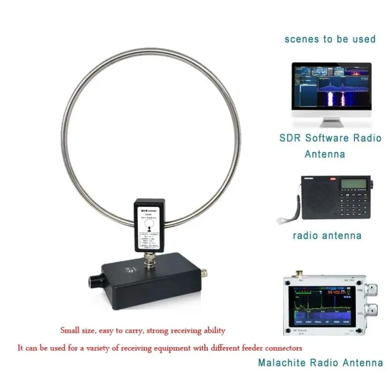 GA450 Loop Antenna SDR Short Medium Wave Receiving Antenna SW 2.3-30MHz MW 522-1710KHz BNC Interface