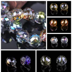 5pcs 20mm Round Faceted Coloful Plated Crystal Glass Loose Beads for Jewelry Making DIY Crafts Findings