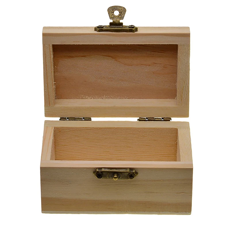 Blank Square Shape Unfinished Wooden Jewelry Gift Box for Kid DIY Craft Supplies Wood Box Pine Storage Vintage Gift Purse Craft images - 6