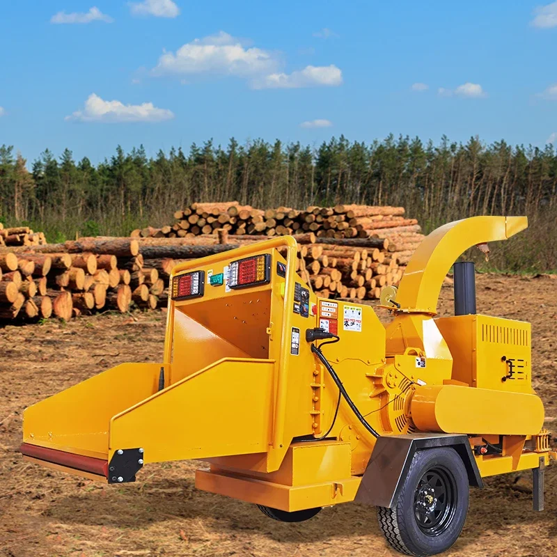 Hydraulic Feed Mobile Tree Branch Chipper Towable Diesel Wood Chipper Machine Wood Crusher Machinery Branch Crusher