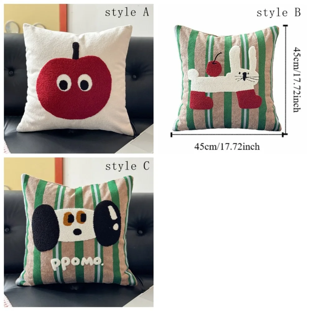 

Modern Washable Cream Style Pillow Cover Square Towel Embroidery Pillow Case Soft Comfortable Pillow Shell Sofa