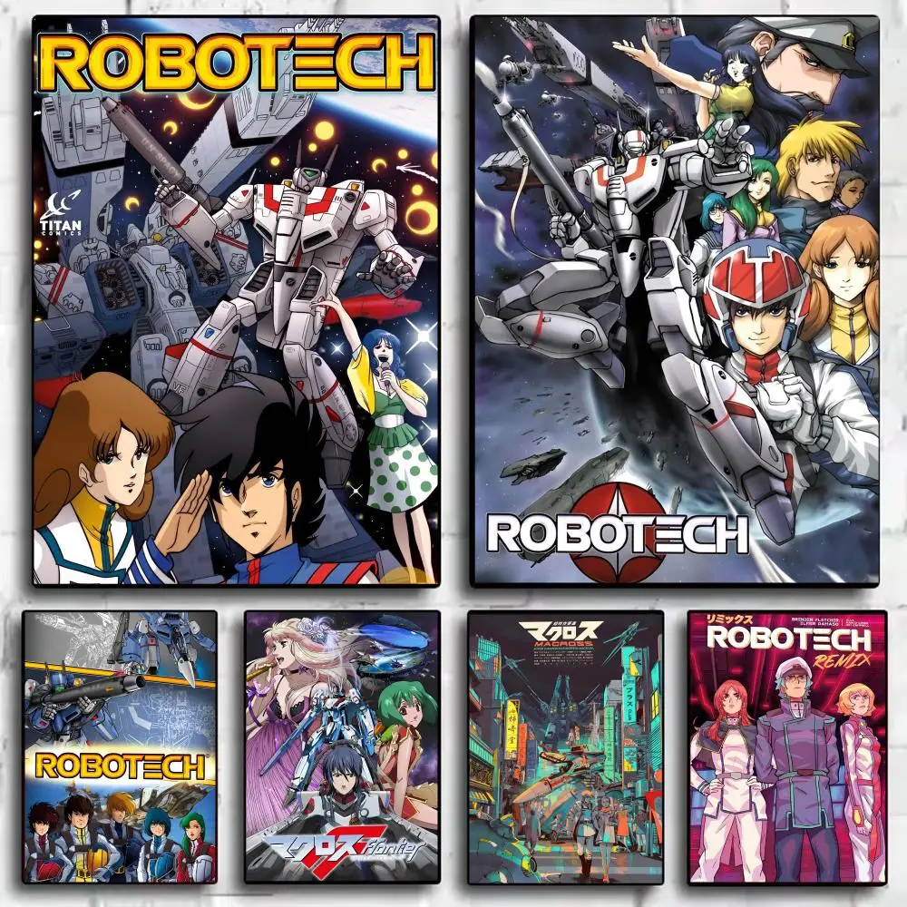 Póster de Anime R-Robotech Macross, arte de pared moderno, buena pegatina impresa en papel PP para decoración de cafetería, oficina, bar, el mejor regalo