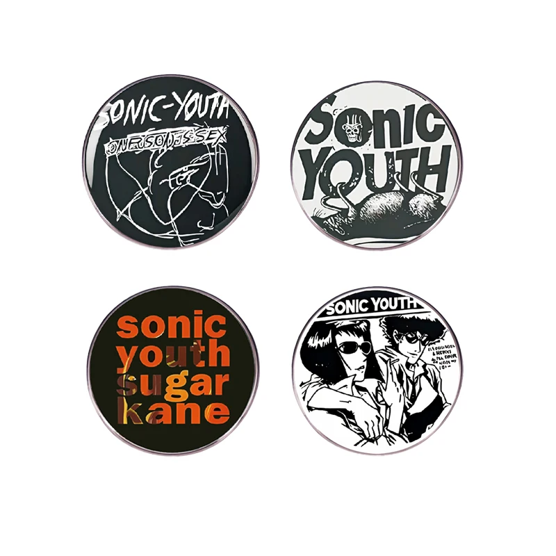 جديد سونيك الشباب الفرقة جولة بروش روك باند الشرير الموسيقى المغني دبوس شارة معدنية مروحة جمع مجوهرات الملابس والاكسسوارات #5