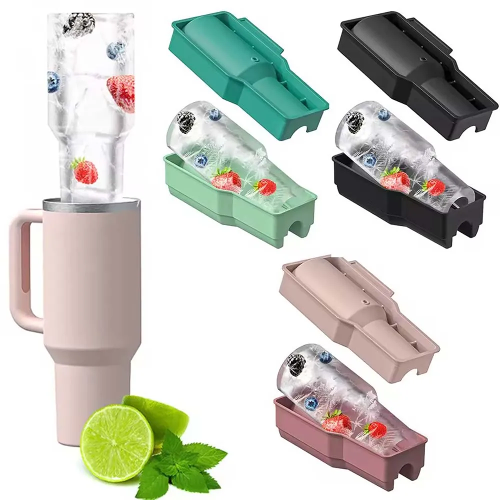 Oversized Ice Cube Molds, Reusable 40OZ Stanley Ice Mold with Lid and Bin for Freezer, Keep Drinks Chilled, Easy to Clean